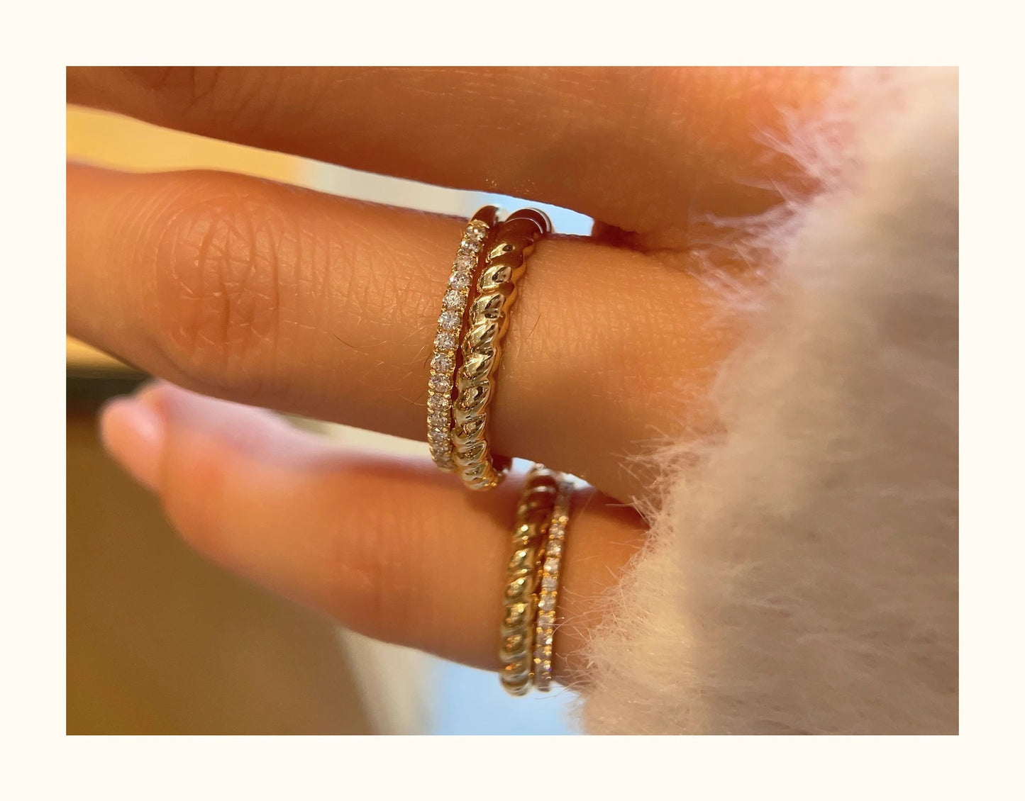 925 Sterling Silver 18k Gold Plated Twisted Ring for Women