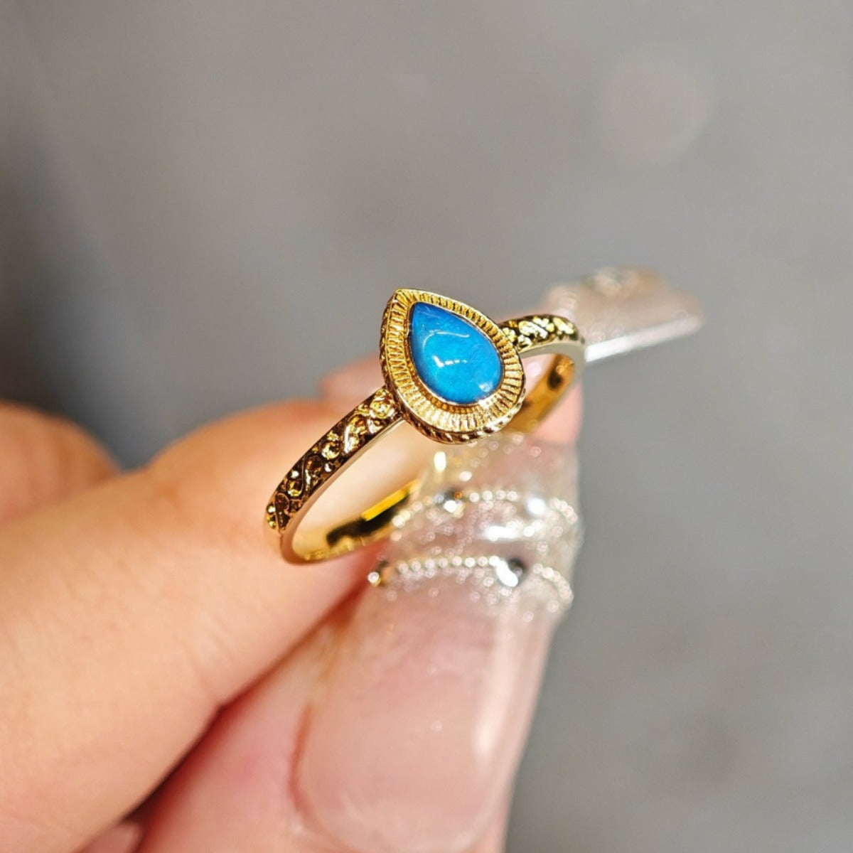 Sterling Silver 925 Rings Set Natural Opal Stone Narrow