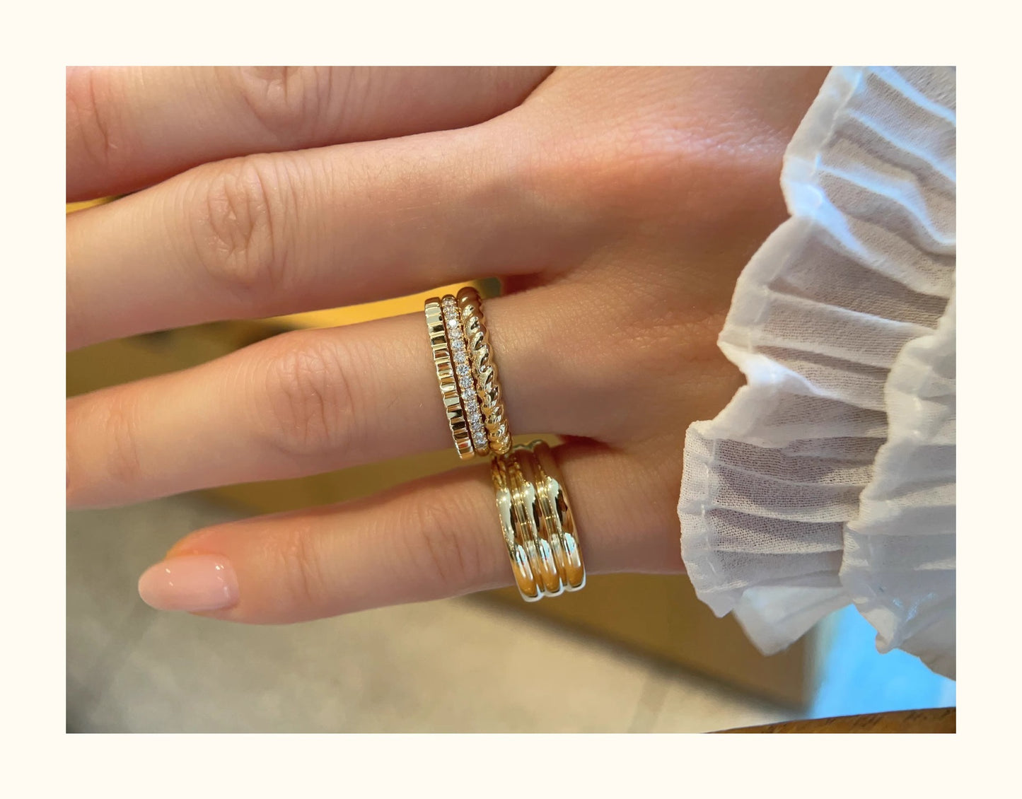 925 Sterling Silver 18k Gold Plated Twisted Ring for Women