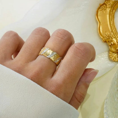 Brushed Sterling Silver 925 Ring Vintage Gold Plated