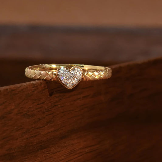 Sterling Silver 925 Woven Band Ring Pave Zirconia Stackable Ring