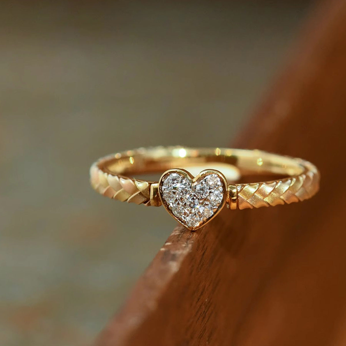 Sterling Silver 925 Woven Band Ring Pave Zirconia Stackable Ring