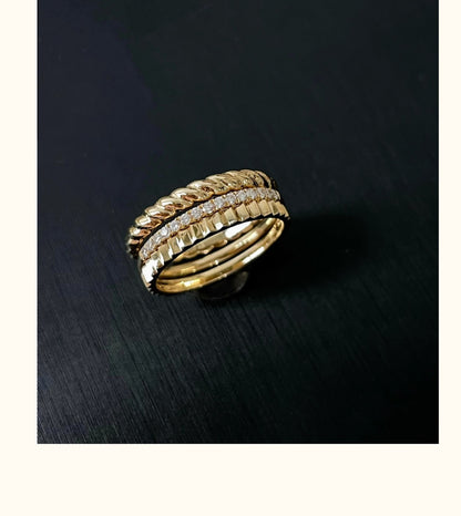925 Sterling Silver 18k Gold Plated Twisted Ring for Women