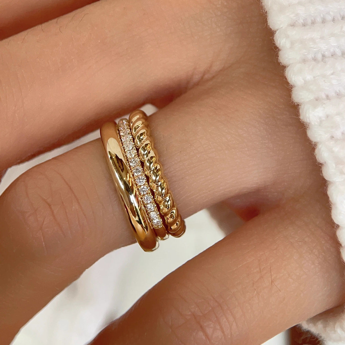 925 Sterling Silver 18k Gold Plated Twisted Ring for Women