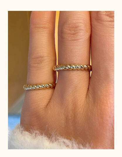925 Sterling Silver 18k Gold Plated Twisted Ring for Women