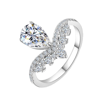 Luxury Pear Cut Moissanite Ring With Sterling Silver 925 Setting
