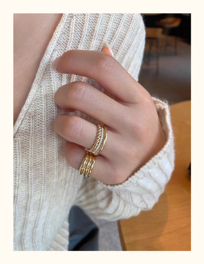925 Sterling Silver 18k Gold Plated Twisted Ring for Women