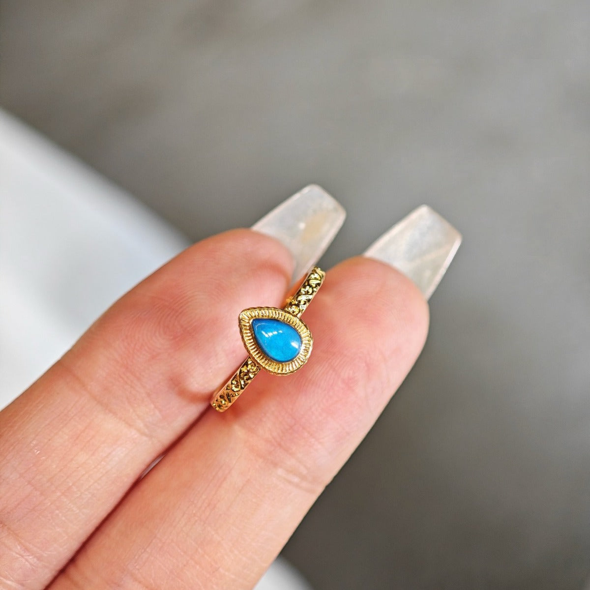 Sterling Silver 925 Rings Set Natural Opal Stone Narrow