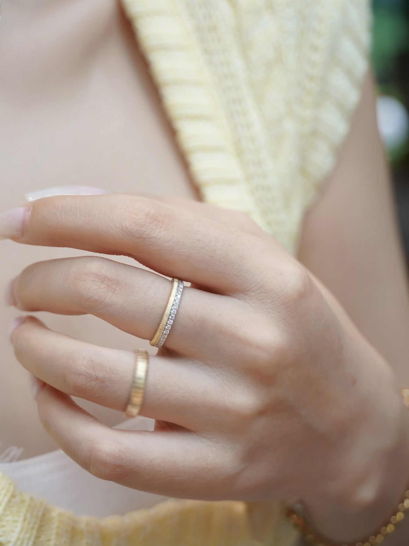 Sterling Silver 925 Thin Band Ring Women Brushed Silver 925 Pave Zirconia Classic Stacking Ring