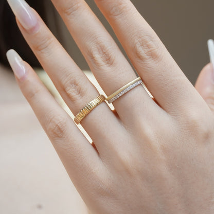 Sterling Silver 925 Thin Band Ring Women Brushed Silver 925 Pave Zirconia Classic Stacking Ring